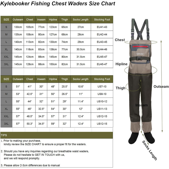 Чоловічі рибальські вейдерси Kylebooker, дихаючий одяг для риболовлі, вейдерси для нахлистової риболовлі на ногу та груди, доступні дихаючі водонепроникні рибальські вейдерси KB004 L оливково-зелені