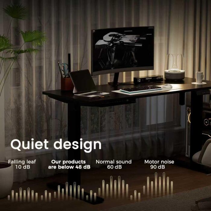 Стіл з регульованою висотою 60x110 см, електричний стіл з пам&39яттю налаштувань та функцією запобігання зіткненням, регульована висота 70117 см, ідеально підходить для офісу, домашнього офісу та ігор (чорний) 110x60 см Чорний
