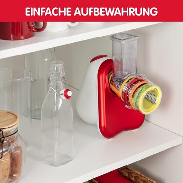 Електричний подрібнювач Ломтерізка для овочів Ломтерізка для овочів 5 насадок вкл. тертку 200 Вт Металево-червоний / білий одинарн