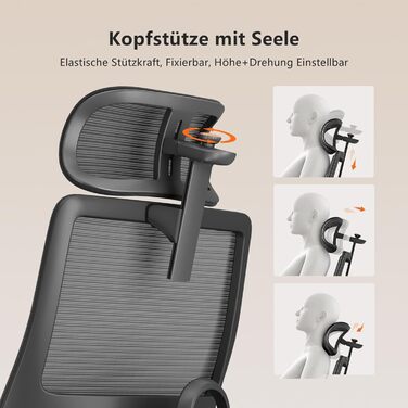 Ергономічне офісне крісло Newtral MAGICH-PRO з підставкою для ніг, ергономічне робоче крісло з динамічним підголівником та поперековою опорою, ергономічне офісне крісло 150 кг (MAGICH PRO з підставкою для ніг, чорний) Чорний MAGICH PRO з підставкою для ні