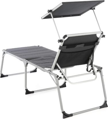 Надзвичайно високий шезлонг для літніх людей, садовий шезлонг, розкладний шезлонг садове крісло з алюмінію та текстилену колір темно-сірий