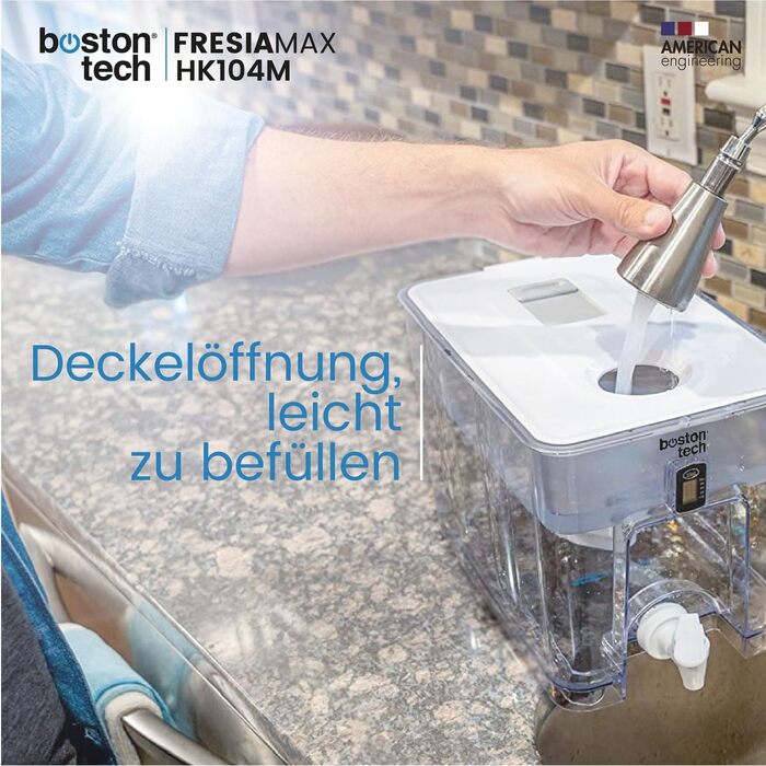 Фільтр для води FRESIAMAX з краном. Фільтр для води диспенсер 7,5 л. картридж. Зменшення вмісту вапна, хлору, таких металів, як свинець і мідь. ідеальний розмір для холодильника. Цифровий дисплей. Без BPA.