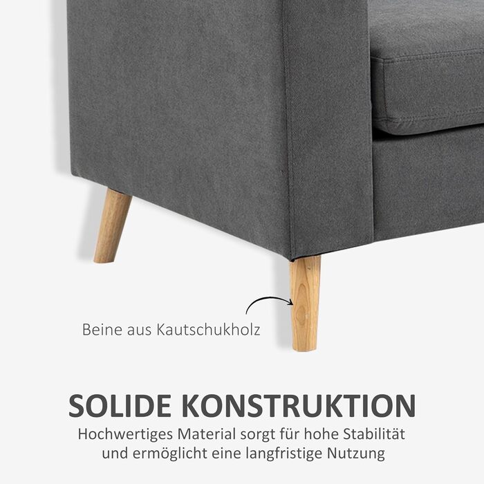 Кутовий диван HOMCOM L-подібної форми з 3 подушками, кутовий диван з ґудзиками, імітація лляної тканини, розкладний шезлонг-диван для вітальні, спальні 193 x 136 x 85 см темно-сірий