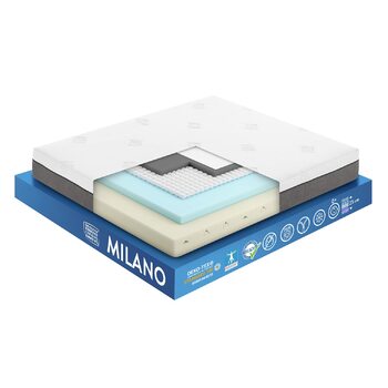 Матрац, 25 см, виготовлений з високощільної гелевої піни з ефектом пам&39яті, 60-65 кг/м, натуральний бамбуковий латекс, 70-75 кг/м, безперервні пружини, 7 зон, ортопедичний, гіпоалергенний, Latex Milano 160x200x25