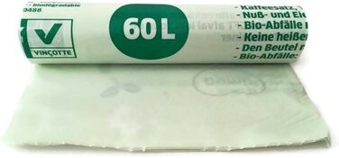 Біорозкладні пакети для сміття, зелені, 60 л, 50 шт.