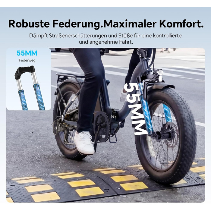 Складаний електровелосипед Touroll S2 2026 для чоловіків, фетбайк 250 Вт, всюдихідні шини 20&394.0&39, запас ходу 150 км, акумулятор 720 Втгод, схвалено німецькими правилами дорожнього руху (StVZO) електричний велосипед для міста, бездоріжжя та щоденних п