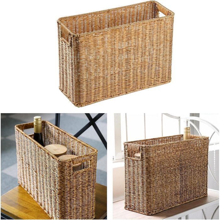 Багатофункціональний кошик для журналів Baoblaze з ротанга, що нагадує кошик, для вітальні, світло-коричневий