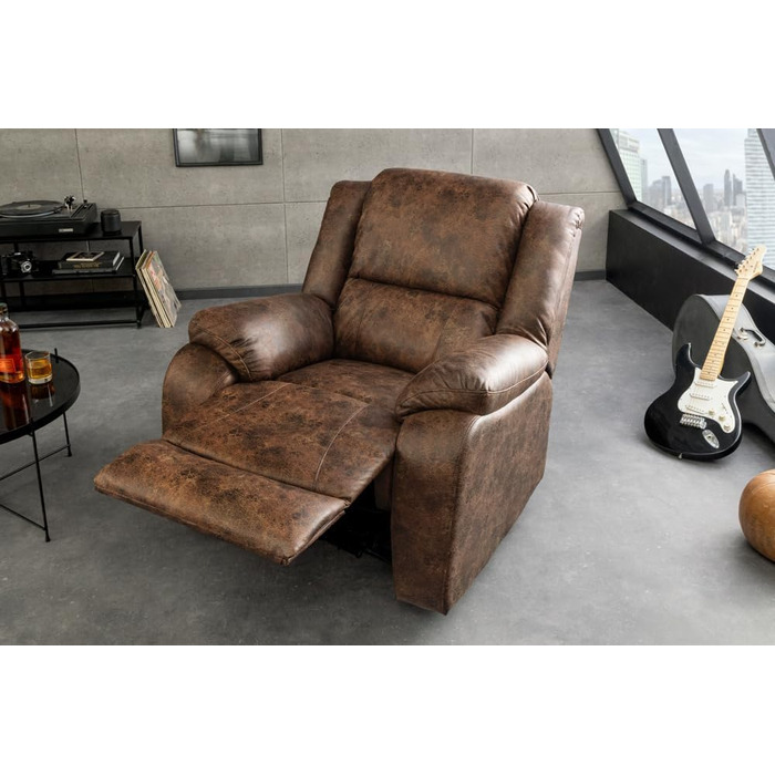 Зручне кінокрісло Riess Ambiente Hollywood Cinema - Антично-коричневий - Розкладне крісло зі штучної шкіри з регульованою спинкою, коричнева штучна шкіра