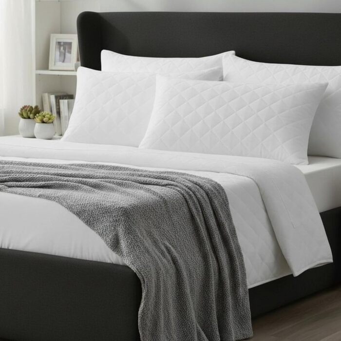 Стьобані подушки, 2 шт. (80x80 см), подушки готельної якості, подушки для сну на боці, швидко відновлюються, пилонепроникні, високоякісні наповнені подушки 80x80 см - 2 шт., білі