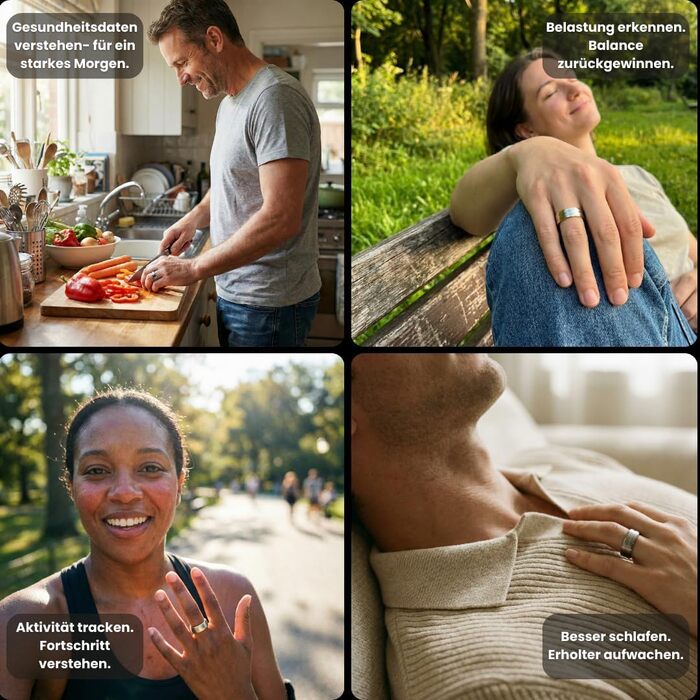 Преміальне кільце для здоров&39я та фітнес-трекер без підписки Цілодобове вимірювання сну, частоти серцевих скорочень, ВСР, стресу та SpO2 Надлегке (4 г), водонепроникне за стандартом IP68 та 7 днів роботи від батареї, сріблястий колір 67