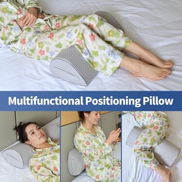 Подушка для колін pozico для сну на боці ергономічна подушка для ніг з піною з ефектом пам&39яті позиціонуюча подушка для колін, спини та стегон валик для шиї з ремінцем для перенесення та чохлом, який можна прати, сірого кольору