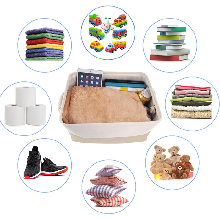 Набір із 4 великих кошиків для зберігання Mangata, тканинні кошики з ручками для шаф, полиць, ванних кімнат, одягу, іграшок, рушників (38x28x24 см, світло-білий хакі) Світло-білий хакі 38x28x24 см