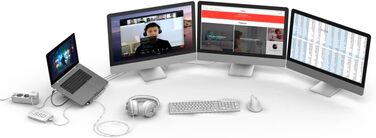 Хаб-Докстанція з Підставкою для Ноутбука, 12 портів (4 шт. USB-A, 2 шт. HDMI, 3 шт. USB-C, DisplayPort, LAN/Ethernet, 3.5 мм аудіо, 12-в-1 USB-C Хаб для Офісу чи Дому)