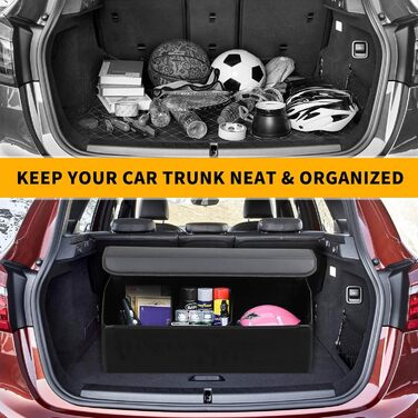 Органайзер для багажника зі шкіри, міцний, складаний, з регульованими відділеннями, надзвичайно великий об'єм (довжина 74.9 см x ширина 31 см x висота 29.2 см), 151