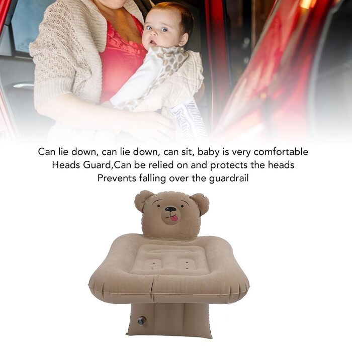 Надувне автокрісло SIXRUN, подовжена конструкція зі знімним ременем безпеки для малюків, сумісне з більшістю поширених типів автомобілів, позашляховиків, мінівенів