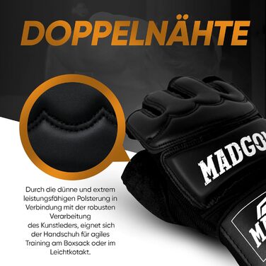Професійні боксерські рукавички MADGON MMA - професійна якість - високоякісна конструкція - бокс, тренування, мішки з піском, боксерська груша, фріфайт, греплінг, бойові мистецтва - Боксерські рукавички L Чорні/Білі