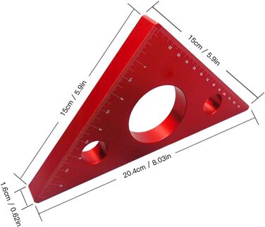 Кутова лінійка з алюмінієвого сплаву Diy деревообробна лінійка трикутник вимірювальний інструмент червоний