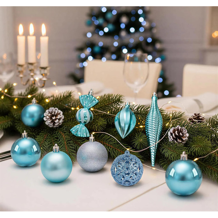 Набір синіх ялинкових кульок 24 шт ilauke