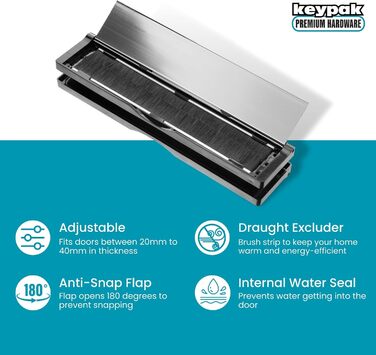 Дверна поштова скринька 30,6 см (12 дюймів) – чорний/полірований срібло