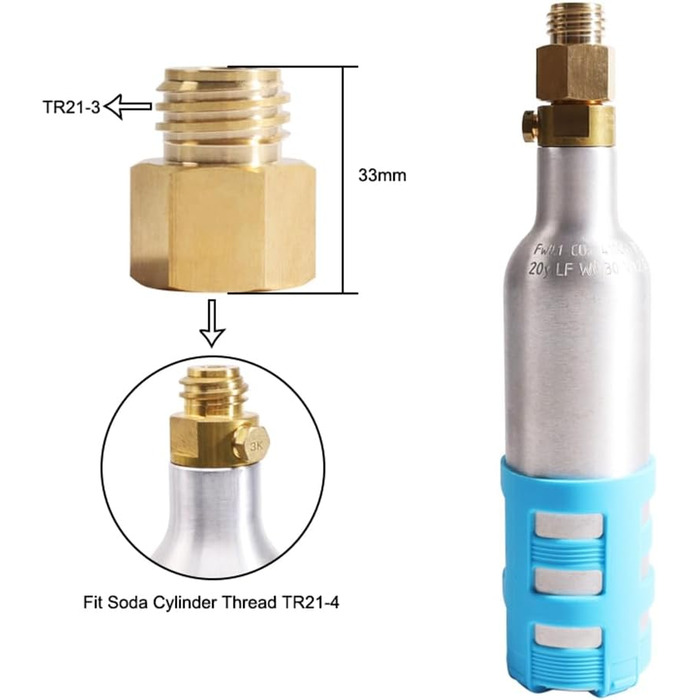 Струмінь потоку содового циліндра Huerous з уки перетворює адаптер для підходу до Quooker Cube Tank Female Tr21-4 на чоловічий Tr21-3. Хороші показники герметизації, висока твердість