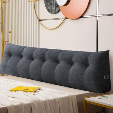 Подушка для читання homewell, трикутна поперекова опора, подушка, знімна, для читання, відпочинку, перегляду телевізора, спальня, темно-сіра (200 см) темно-сіра 200 см