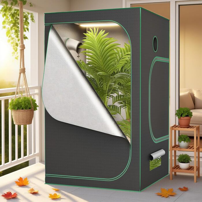 Гроубокс для вирощування в приміщенні, світлонепроникний та водонепроникний, з прозорим вікном огляду. Намет для рослин з тканини Oxford 600D. Намет для вирощування томатів, овочів та інших культур в приміщенні - 80x80x160 см.