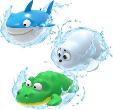 Іграшки для ванни INKEE Wind-Up Drop Ocean набір з 3-х фігурок (акула, крокодил та тюлень) заводні іграшки для дітей, розчинні у воді, кумедні іграшки для ванни 3 в 1