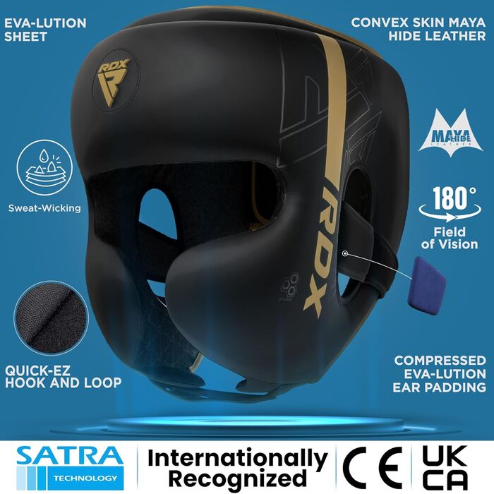 Дитячий боксерський шолом RDX для кікбоксингу, бойових мистецтв, тренувань змішаних мистецтв (MMA), шкіряний шолом Maya Hide Kara для спарингу муай-тай, боксерський шолом для крав-мага, муай-тай, карате та тхеквондо, золотий стандарт