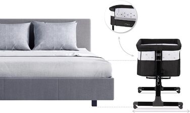 Багатофункціональна тумбочка та дитяче ліжко MoMi REVO, 6-рівневе регулювання висоти від 72 до 82 см, темно-сірий колір