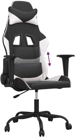 Ігрове крісло INLIFE чорно-біле зі штучної шкіри, Меблі, Крісла, Ігрові крісла, Біле, 16,1 кг, 3143646