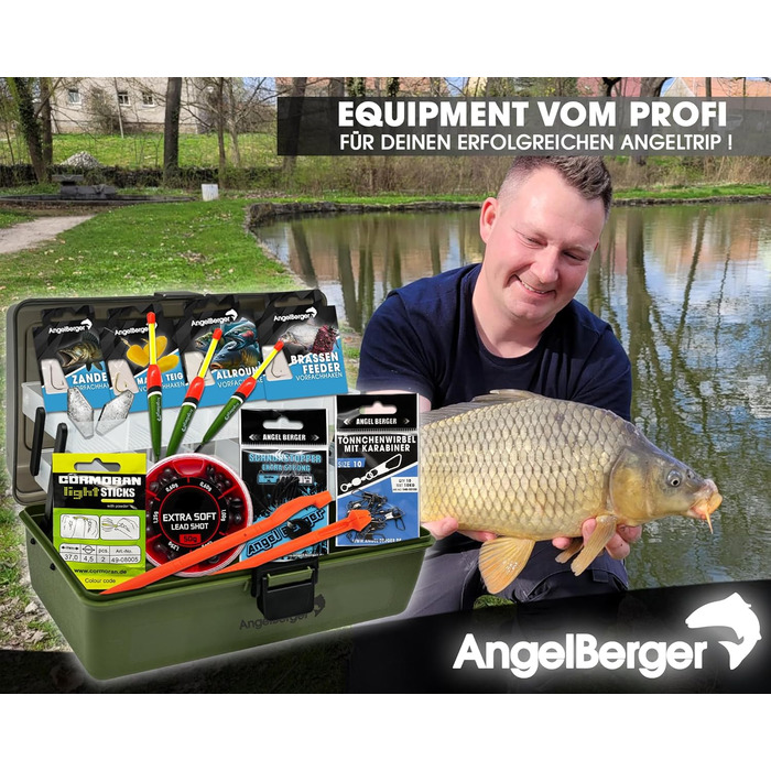 Ящик для риболовних снастей Angel Berger з рибальськими аксесуарами, рибальський кейс, базове рибальське спорядження, рибальський набір