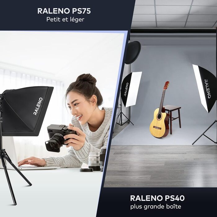 Софтбокс RALENO PS075, набір фотостудії Led Softbox потужністю 50 Вт, фотосвітильник 40x40 см з лампочкою 5500K і штативом, фотолампа для портретної зйомки, потокової передачі ігор, відеозйомки YouTube Модель PS075