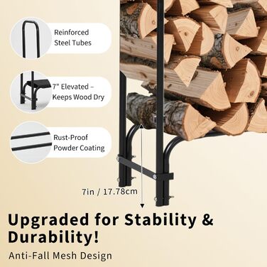 Сталева дров&39яна підставка для зберігання дров. Міцна дерев&39яна підставка для саду, тераси та відкритих майданчиків для оптимального зберігання дров (120 см).