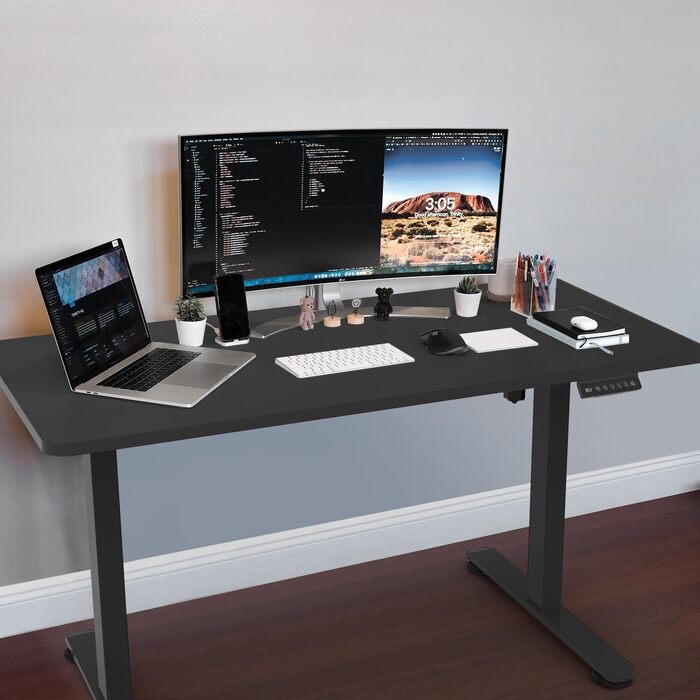 Регульований по висоті письмовий стіл Homall 120x60 см з USB-портом, чорний