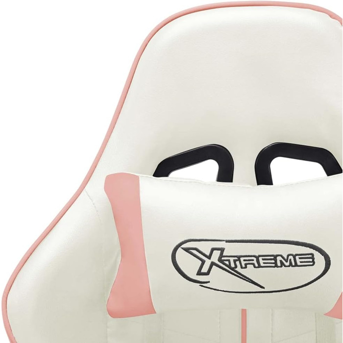 Геймерське крісло, біла та рожева штучна шкіра