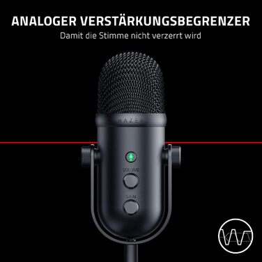 Професійний USB-мікрофон для стримерів (динамічний 30-мм мікрофон, аналоговий обмежувач посилення, вбудований глушник і вітрозахис