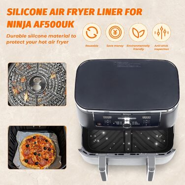 Набір аксесуарів для фритюрниці, силіконова форма для фритюрниці для Ninja AF500 10.4L з силіконовими захватами, решітки для гриля з нержавіючої сталі, аксесуари для фритюрниці, багаторазові аксесуари Аерофритюрниця