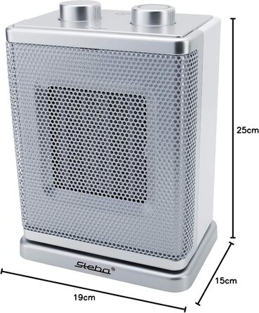 Керамічний вентилятор-обігрівач 30 м Біло-сріблястий 1800 Вт Вентилятор-обігрівач Керамічні нагрівальні елементи, 4