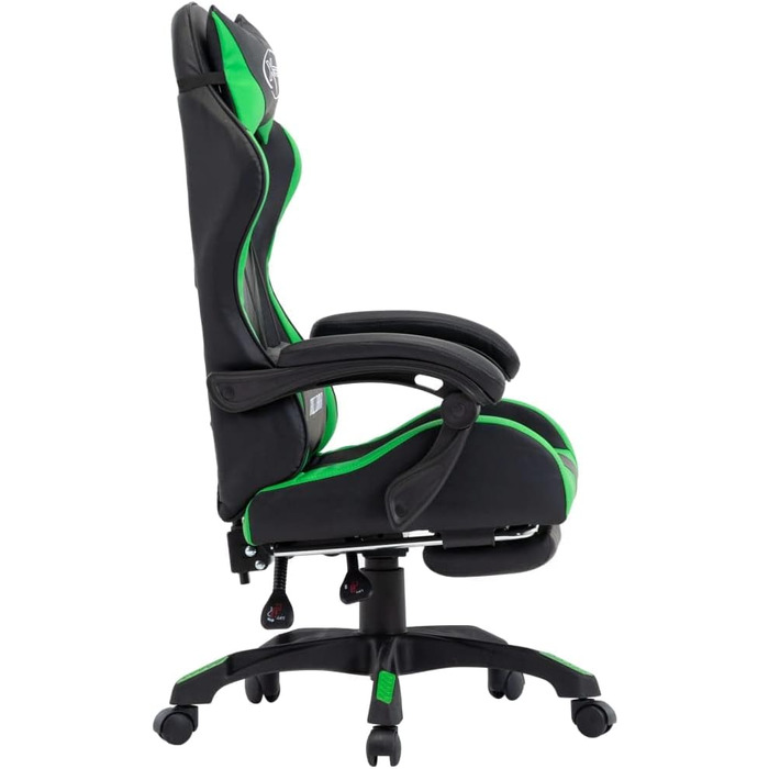 Ігрове крісло Hommdiy з підставкою для ніг, підголівником, поперековою подушкою, офісне крісло, обертове крісло, крісло керівника, письмове крісло, спортивне сидіння, гоночна шкіра, зелено-чорне, з підставкою для ніг