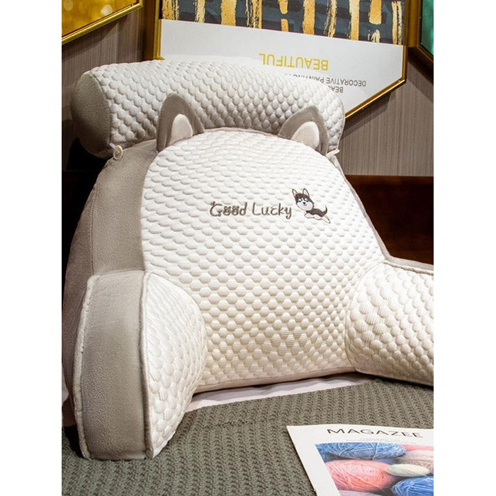 Подушка для читання SKUDA, подушка для спини з підлокітниками, подушка для книги зі знімним валиком для шиї та чохлом, що прається, подушка для підтримки спини, для читання або гри на ліжку/дивані/підлозі