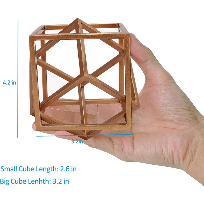 Геометрична залізна статуя Aoneky Cube - мінімалістична скульптура для спальні, вітальні, книжкової полиці, прикраси будинку золото