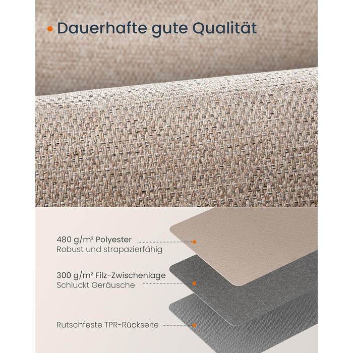 Килим SONGMICS HOME для вулиці, 80 x 200 см, килим для вітальні, доріжка, можна прати в пральній машині, нековзний, джутовий вигляд, для коридору, патіо, балкону, кухні, спальні, їдальні, верблюжо-коричневий TAR096K01 200L см