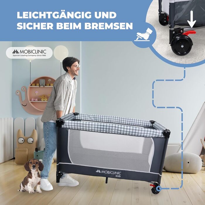 Дитяче ліжечко/приліжкове 3 в 1, пеленальний столик, манеж, повітропроникні бічні стінки з боковим входом, Caelum, макс. 15 кг, колеса з гальмами, дихаюча тканина, сумка для зберігання
