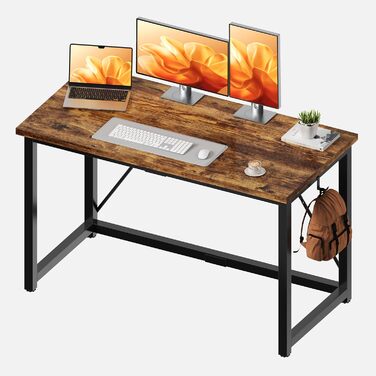 Письмовий стіл JUMMICO 120 x 50 x 75 см, комп'ютерний стіл з регульованими ніжками, гачком, водостійкою стільницею та навантаженням до 60 кг, для домашнього офісу, вінтажний коричневий