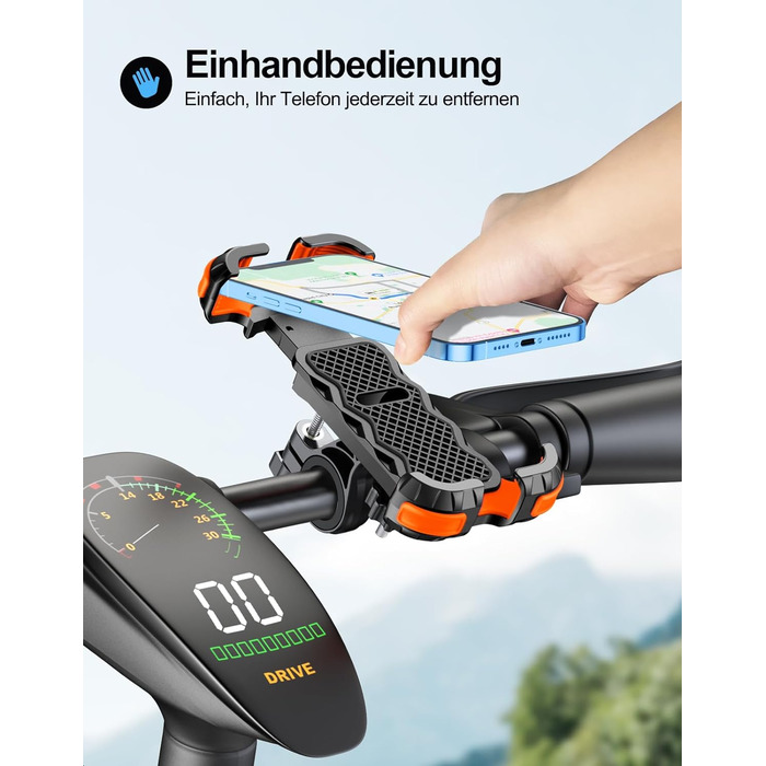 Тримач для мобільного телефону Glangeh Велосипед, надійний замок Універсальний тримач для мобільного телефону, що обертається на 3
