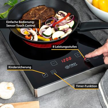 Вт 175мм Склокераміка Сенсорна панель керування мобільні Нержавіюча сталь одинарна цифровий, 2000