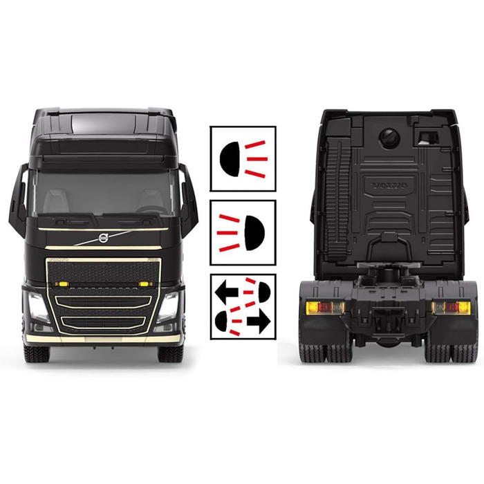 Вантажівка Volvo FH16, 132, метал/пластик, чорна, на дистанційному управлінні, управління за допомогою програми через Bluetooth, без модуля дистанційного керування Без модуля дистанційного керування Одинарна, 6731