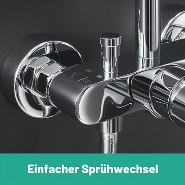 Душова система hansgrohe Crometta S з одноважільним змішувачем, тропічним душем (240 мм), ручною лійкою (2 режими), шлангом та штангою, хром, 27269000