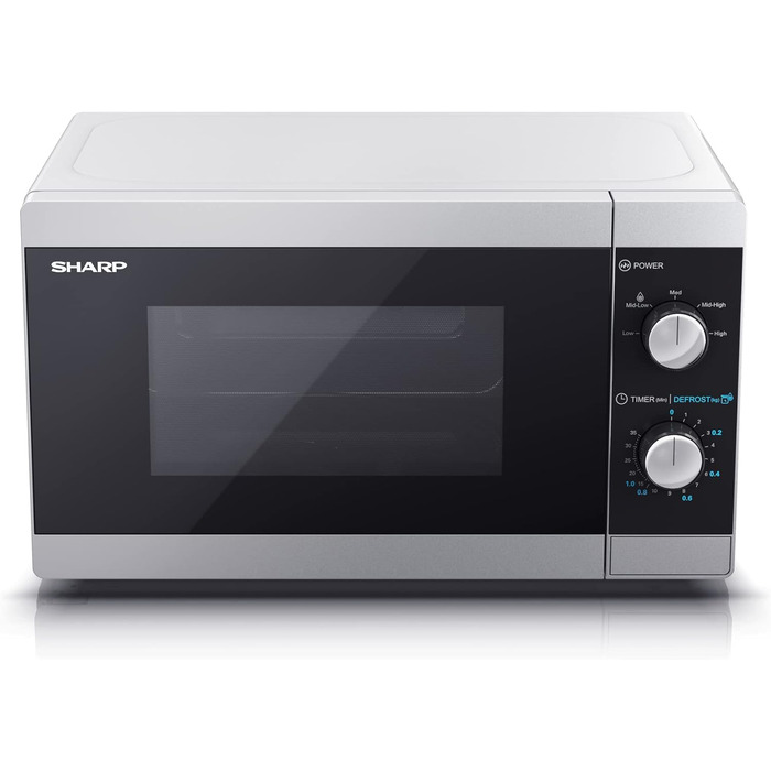 Мікрохвильова піч SHARP MS01ES (мікрохвильова піч 800 Вт, 5 рівнів потужності, функція розморожування, розміри 440x258x344см), сріблястий