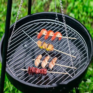 Барбекю-штатив з ланцюгом та сталевою решіткою для грилю